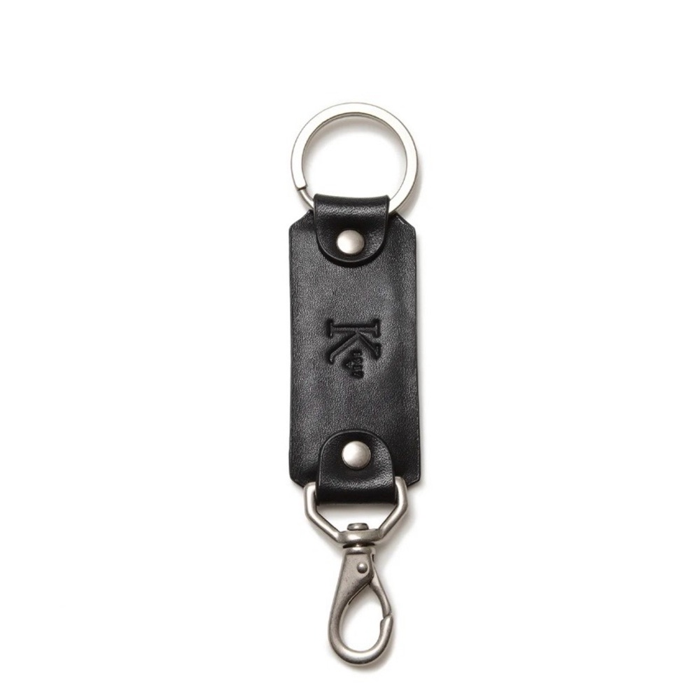 “Preston” Leather Keychain with Silver Hardware….Color: Black…New